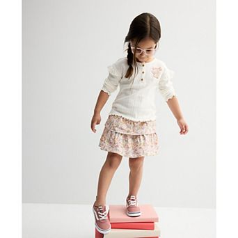 Toddler Girl Carter's 2 pc Floral Flutter Shoulder Top & Skirt Set