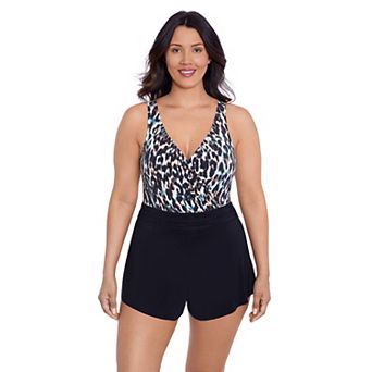 Women's Trimshaper In The Mist Rebecca Leopard Swim Romper