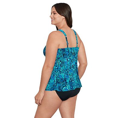 Plus Size Trimshaper Ocean Serpent Lily Tankini Top