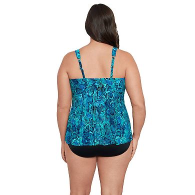 Plus Size Trimshaper Ocean Serpent Lily Tankini Top