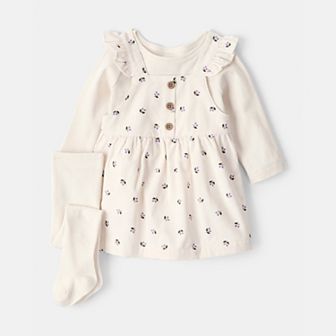 Baby Girl Carter's 3 pc Floral Long-Sleeve Dress & Tights Set