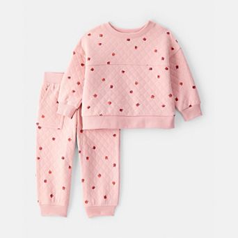 Baby Girl Carter's 2 pc Apple Print Doubleknit Sweatshirt & Pant Set