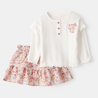 Baby Girl Carter's 2 pc Floral Flutter Sleeve Top & Skirt Set