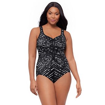 Women's Great Lengths Shirred Zipper One-Piece Swimsuit