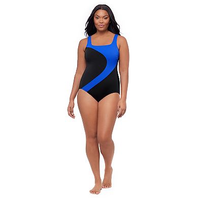 Women's Great Lengths Colorblock Curvaceous Tank One-Piece Swimsuit