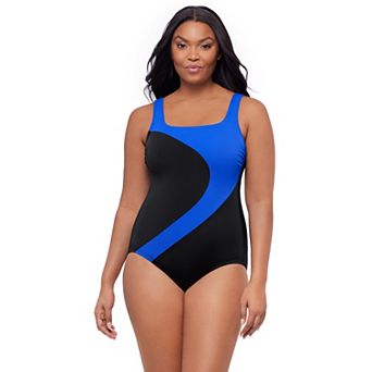 Women's Great Lengths Colorblock Curvaceous Tank One-Piece Swimsuit