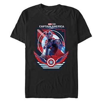 Men's Marvel Captain America Brave New World Shield And Wings Poster Graphic Tee
