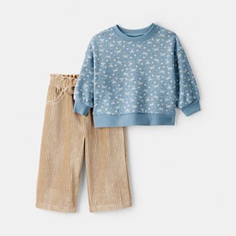 Baby Girls Carter's 2 pc Bow Crewneck & Corduroy Wide Leg Pants Set
