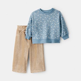 Baby Girl Carter's 2 pc Bow Crewneck & Corduroy Wide Leg Pants Set