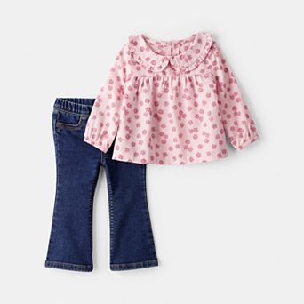 Baby Girl Carter's 2 pc Floral Top & Denim Pants Set