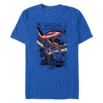 Men's Marvel Captain America Brave New World Comic Book Style Poster Graphic Tee