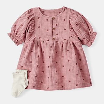 Baby Girl Carter's 2 pc Acorn Print Short Sleeve Dress Set