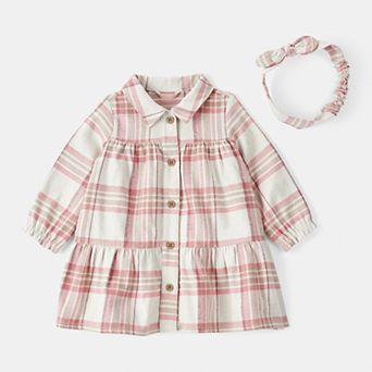 Baby Girl Carter's 2 pc Print Cotton Long-Sleeve Dress & Headband Set