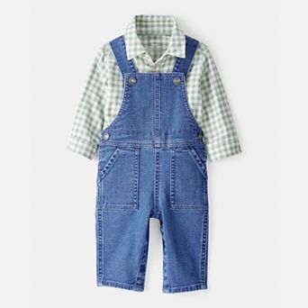 Baby Boy Carter's Checkered Print Bodysuit Overall Set