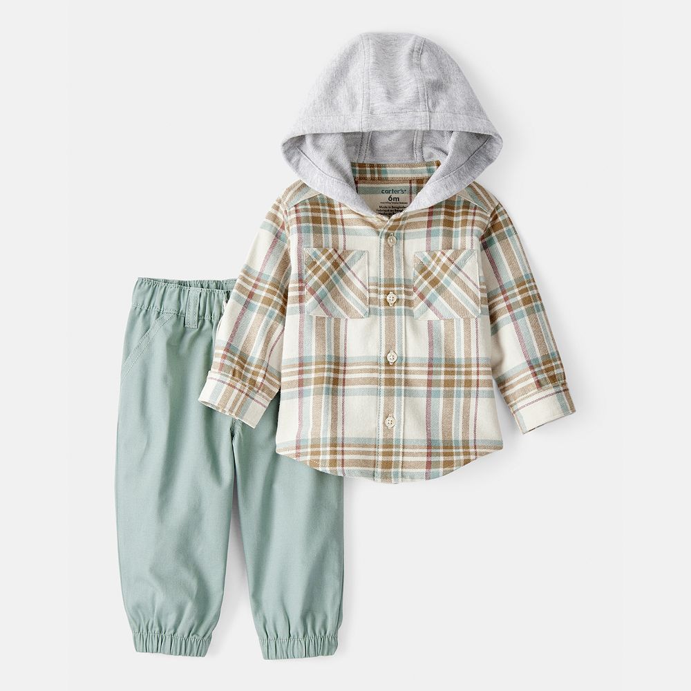 Carter's 2pc Baby Boy Grey/ Black Soft Pants Set main image 1