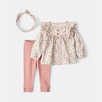 Baby Girl Carter's 3 pc Floral Top, Pants & Headband Set