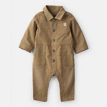 Baby Boy Carter's Canvas Long-Sleeve Jumpsuit with Pockets
