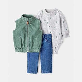 Baby Boy Carter's 3 pc Corduroy Vest, Long Sleeve Bodysuit & Jeans Set