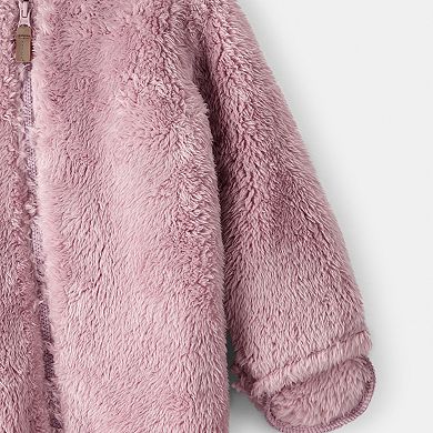 Baby Girl Carter's Sherpa Long-Sleeve Hooded Jumpsuit