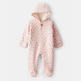 Baby Girl Carter's Floral Long-Sleeve Hooded Jumpsuit
