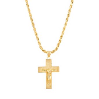 Everlasting Silver 18k Gold Over Silver Crucifix Cross Pendant Necklace