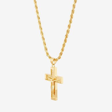 Everlasting Silver 18k Gold Over Silver Crucifix Cross Pendant Necklace