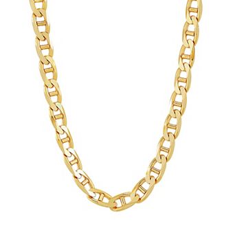 Everlasting Silver Gold Over Silver Solid Mariner Chain Necklace