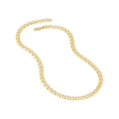 Everlasting Silver Gold Over Silver Solid Mariner Chain Necklace