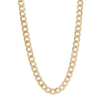 Everlasting Silver Gold Over Silver Solid Curb Chain Necklace