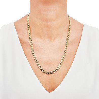 Everlasting Silver Gold Over Silver Solid Curb Chain Necklace