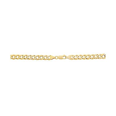 Everlasting Silver Gold Over Silver Solid Curb Chain Necklace