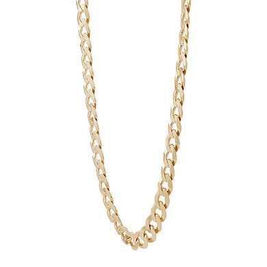Everlasting Silver Gold Over Silver Solid Curb Chain Necklace