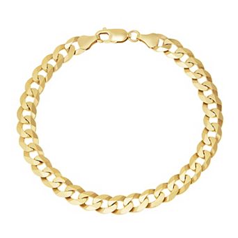 Everlasting Silver Gold Over Silver Solid Curb Chain Bracelet
