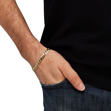 Everlasting Silver Gold Over Silver Solid Curb Chain Bracelet