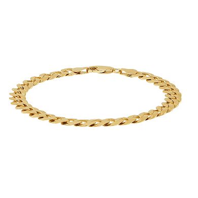 Everlasting Silver Gold Over Silver Solid Curb Chain Bracelet
