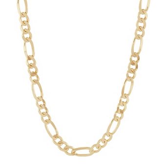 Everlasting Silver Gold Over Silver Solid Figaro Chain Necklace