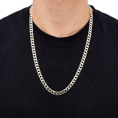 Everlasting Silver Gold Over Silver Solid Figaro Chain Necklace