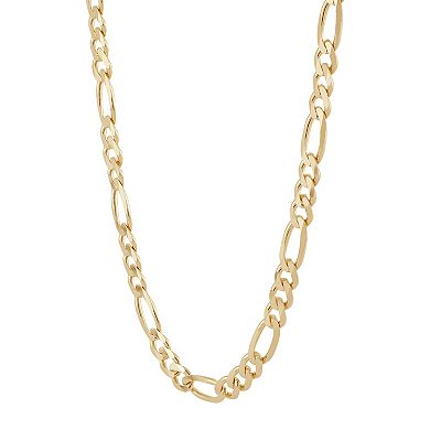 Everlasting Silver Gold Over Silver Solid Figaro Chain Necklace