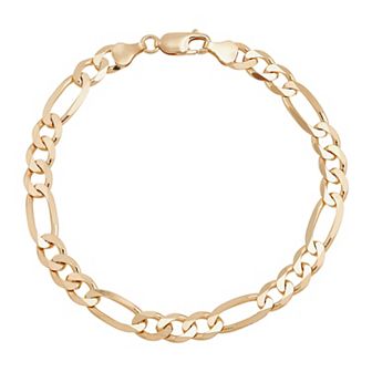Everlasting Silver Gold Over Silver Solid Figaro Chain Bracelet Chain