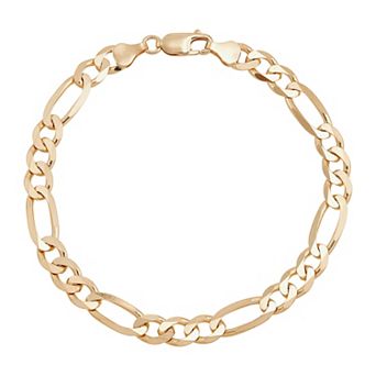 Everlasting Silver Gold Over Silver Solid Figaro Chain Bracelet Chain
