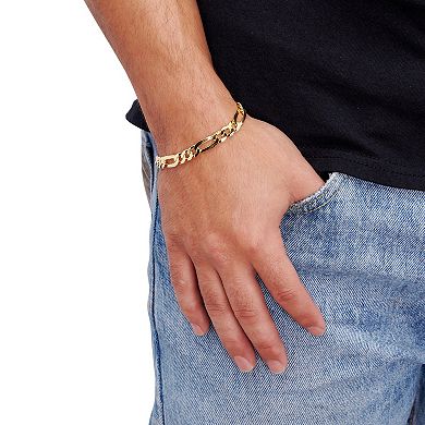 Everlasting Silver Gold Over Silver Solid Figaro Chain Bracelet Chain