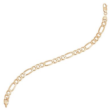 Everlasting Silver Gold Over Silver Solid Figaro Chain Bracelet Chain