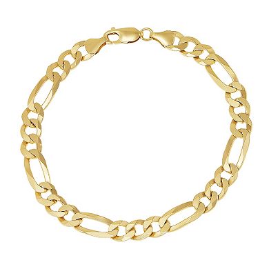 Everlasting Silver Gold Over Silver Solid Figaro Chain Bracelet Chain