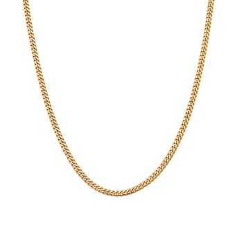 Everlasting Silver Gold Over Silver Solid Curb Chain Necklace