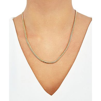 Everlasting Silver Gold Over Silver Solid Curb Chain Necklace