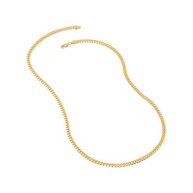 Everlasting Silver Gold Over Silver Solid Curb Chain Necklace
