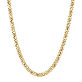 Everlasting Silver Gold Over Silver Solid Cuban Chain Necklace