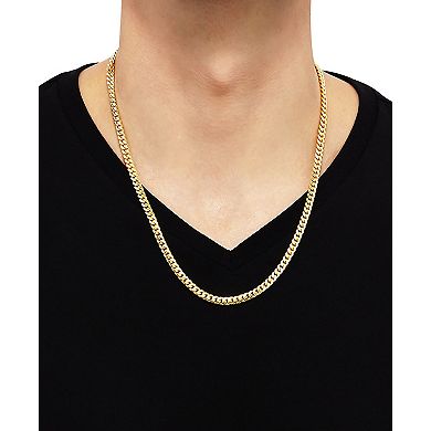 Everlasting Silver Gold Over Silver Solid Cuban Chain Necklace