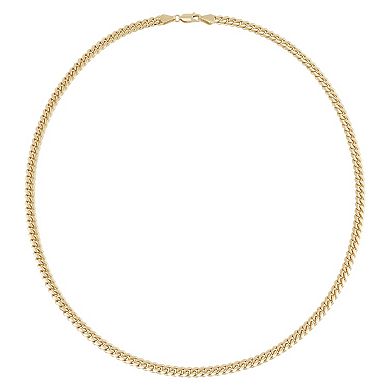 Everlasting Silver Gold Over Silver Solid Cuban Chain Necklace