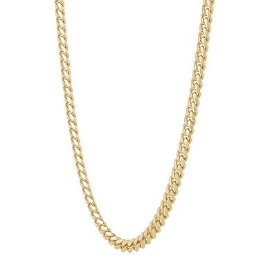 Everlasting Silver Gold Over Silver Solid Cuban Chain Necklace